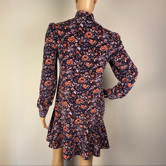 NEW REBECCA TAYLOR FLORAL VELOUR MINI DRESS - Picture 8 of 10
